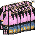 14 Pcs Garment Bags for Dance Costumes Clear PVC with Zippers 24 x 50 Inch Suits Bag with Pockets Dance Costume Organizer Carrier for Storage Cover for Adult(Translucent Black,Classic)