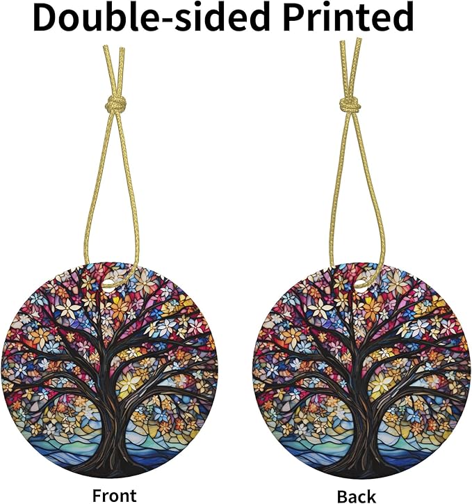 Tree of Life Ornament Christmas Decoration Christmas Tree Ornaments Gift Round Ceramic Bauble Present Holiday Keepsake