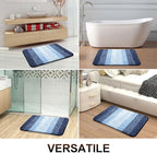 OLANLY Bathroom Rug Set 2 Piece, Soft Absorbent Microfiber Bath Rug Set, Non-Slip, Machine Wash Dry, Plush Shaggy Bath Mats for Bathroom (30"x20"+24"x16", Navy)