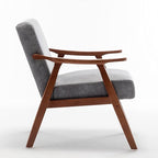 Accent Chair with Microfiber Upholstery and Solid Wood Frame, Classic Mid-Century Modern Living Room Furniture for Extra Seating, Spotted Grey
