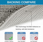 H.VERSAILTEX Bathroom Rugs Bath Rugs for Bathroom Non Slip Bath Mats Extra Thick Chenille Striped Rug 17" x 24" Absorbent Soft Shaggy Washable Dry Fast Bath Mats for Bath Room Floor - Dove