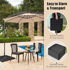 Giantex Cantilever Umbrella Base 220 lbs, 4 PCS Patio Umbrella Stand Water Sand Filled, Heavy Duty HDPE Offset Umbrella Weights with 4 Connecting Pins, Easy-Fill Spouts, for Outside Garden Poolside