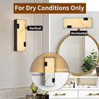 Modern Alabaster Marble Wall Sconces 14.17” Black Frame Dimmable 3000K Warm Glow Light Set of 2 for Bathroom Bedroom Hallway Living Room