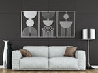 Vailla Boho Minimalist Wall Art, Set of 3 Wooden Wall Decoration, Mid-Century Modern Wall Decor, Large 3D Textured Sculptures, Bohemian Style - Ideal for Living Room, Bedroom, Bathroom