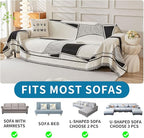HAOMAIJIA Non Slip Couch Cover Sofa Covers for 2 Cushion Couch Washable sectional Couch Covers for Dogs pet Furniture Protector Couch Cover Blanket for Living Room (Black-Cream, 71"x118")