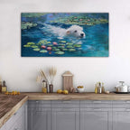 Dog Monet Wall Art with - Large Canvas Wall Art for Bedroom - Framed Landscape Pictures Decor - Classic Vintage Artwork for Living Room, Bedroom, or Office Paintings Wall Decor 20×40IN