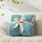 Snuggle Sac Teal Throw Blankets for Couch, Super Soft Warm Blankets Cozy Knit Fuzzy Plush Lightweight Throws for Sofa, Bed, Living Room, Heather Teal, 50x60 inches