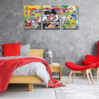 Novatique Street Graffiti Wall Art Banksy Canvas Wall Art Boy and Girl Street Art Print Modern Graffiti Art Abstract Painting Pop Art Wall Decor for Bedroom Living Room, 12”x 16”x 3Pcs