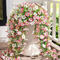 Waipfaru Artificial Petunias Flowers for Outdoors, 4 Pcs UV Resistant Fake Hanging Plants Spring Outside Decor, Faux Silk Flowers Long Trailing Vines for Outdoor Planters Porch Garden