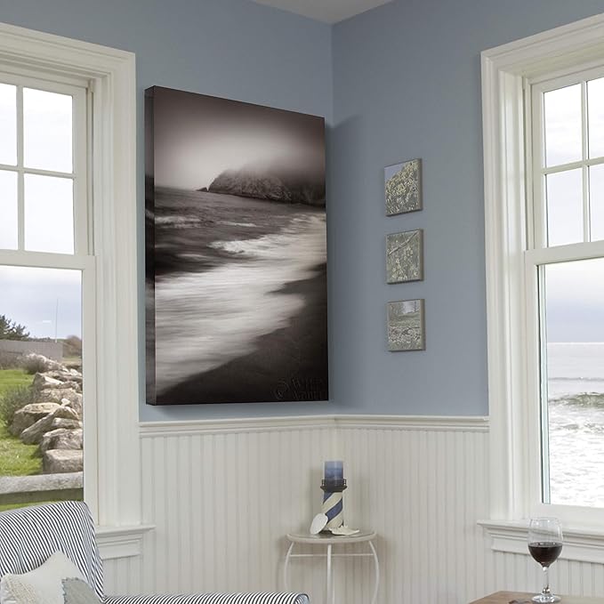 Renditions Gallery Canvas Nature Wall Art Home Paintings & Prints Vintage Blurry Shore Black & White Scenic Modern Decorative Artwork for Bedroom Living Room Office Kitchen - 32"x48" LT06
