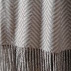 CUDDLE DREAMS Silk Throw Blanket with Hand-Knotted Fringe, Natural, Soft & Breathable (Herringbone Gray)