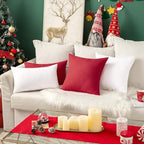 MIULEE Pack of 2 Decorative Outdoor Solid Waterproof Throw Pillow Covers Christmas Faux Linen Garden Farmhouse Cushion Cases for Patio Tent Balcony Couch Sofa 20x12 Inch White