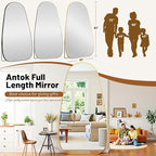 Antok Full Length Mirror, 81"x41" Floor Mirror with Stand,Standing Hanging Leaning Irregular Mirrors for Bedroom Living Room Entryway,Tear Drop Style,Golden