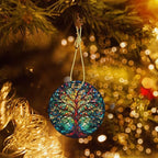 Tree of Life Christmas Ornament Decoration Christmas Tree Ornaments Gift Round Ceramic Bauble Present Holiday Keepsake
