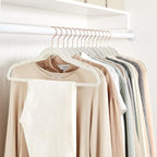 Amazon Basics Slim, Velvet, Non-Slip Suit Clothes Hangers, Ivory/Rose Gold - Pack of 100