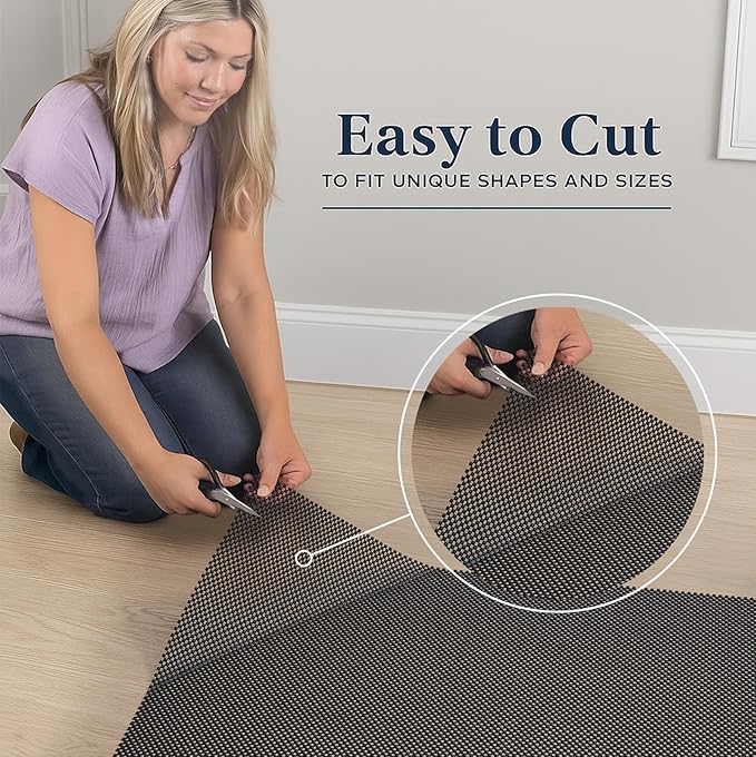 Veken 4x6 Ft Rug Pad Gripper for Hardwood Floors, Non Slip Black Rug Pads for Area Bedroom Rugs, Thick Rug Grippers for Tile Floors, Under Carpet Anti Skid Mat, Keep Your Rugs Safe and in Place