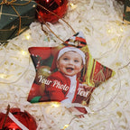 Personalized Christmas Ornaments with Picture Custom Christmas Ornament 2024 Customized Photo Ornament for Christmas Tree Ceramic Xmas Tree Decor for Family Couples Friends