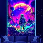 NYZE Astronaut Space Tapestry for Bedroom, Glow in the Dark Room Decor Wall Tapestries, Cool Galaxy Planet Wall Hanging, Wall Hanging for Men Guys Gamer Room Dorm Living Room 60x80 in