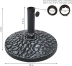 Sunnydaze 23lb Polyresin Patio Umbrella Base - Heavy-Duty Round Resin Outdoor Market Umbrella Stand for Outside - 18-Inch - Gray - Pebble Texture