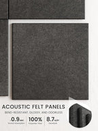 Bumusty Large Cork Board 48" x 36" Alternative - 12 Pack Felt Wall Tiles with 70 Safe Removable Adhesive Tabs, 30 Pushpins, Cork Boards for Walls Pin Board Bulletin Board Office Decor (Charcoal Gray)