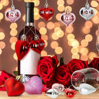 48pcs Valentine Ornaments for Tree, Colorful Heart Shaped Ornaments, Glitter Valentine Tree Decorations, Heart Shaped Hanging Baubles for Valentines Wedding Party Decor
