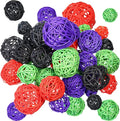Patelai 72 Pcs Wicker Rattan Balls Decorative Balls for Vase Centerpiece Bowls Orbs Filler for Spring Summer Craft Home Decor, 4 Sizes(Orange, Purple, Black, Green)