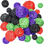 Patelai 72 Pcs Wicker Rattan Balls Decorative Balls for Vase Centerpiece Bowls Orbs Filler for Spring Summer Craft Home Decor, 4 Sizes(Orange, Purple, Black, Green)