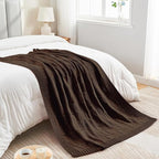 CozeCube Check Knit Throw Blanket, Dark Brown Checkered Throw for Couch, Decorative Christmas Soft Cozy Warm Knitted Blanket for Bed Sofa Living Room, 50"X60"