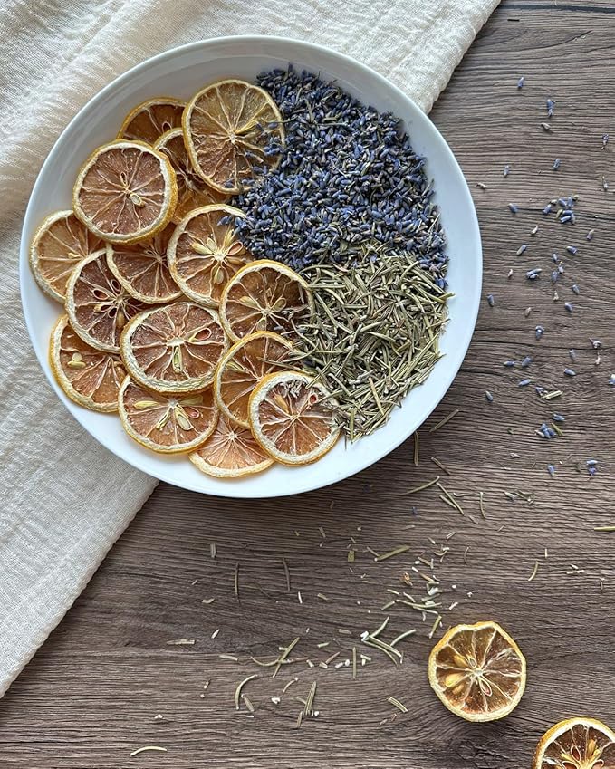 Simmer Pot Potpourri, Happiness Simmer Pot Mix with Dried Lemon Slices, Rosemary & Lavender,Spring & Summer Stovetop Potpourri Kits for Home Housewarming Gift