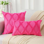 decorUhome Spring Euro Sham Throw Pillow Covers 26x26 Inch Set of 2, Soft Plush Faux Fur Wool Hot Pink Couch Pillow Covers, Decorative Neutral Pillow Cases for Bed Sofa Living Room Valentines Decor
