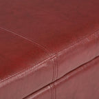 SIMPLIHOME Avalon Storage Ottoman Bench - 48 inch Wide Upholstered Vegan Leather Rectangular Lift-Top Ottoman in Red, Contemporary Storage Bench for Living Room with High-Density Foam