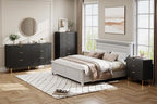 GarveeHome Black Dresser, Modern 3 Drawer Dresser for Bedroom with Gold Handle and Large Drawer, Wood Double Chest of Drawers and Storage Organizer for Living Room, Hallway, Entryway