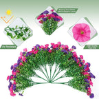 Artificial Flowers for Outdoors Decoration,20 Bundles Fake Morning Glory Petunias for Outside Artificial Faux Plants for Home Porch Patio Balcony Planter Yard Garden Light Purple