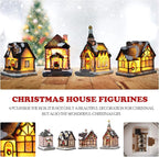 Christmas Decorations Village House Decor Xmas Lantern Decorative Resin House Collectible Buildings Figurine De Navidad Decoración with LED Light