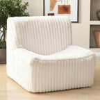 Trenda 32'' Boneless Chair, Super Comfy Bedroom Accent Chair, Sofa Chair, Soft Faux Fur Cover Floor Couch for Living Room,College, Dorm to Reading& Gaming (White)