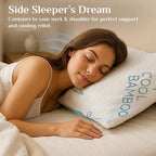 OMEO 2 Pack Bamboo Pillow King Size for Sleeping, Hypoallergenic Cooling Shredded Memory Foam Bed Pillows for Side, Back and Stomach Sleepers, Adjustable Loft and Washable Cover 20" x 36"