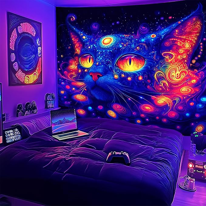 NYZE Astronaut Space Tapestry for Bedroom, Glow in the Dark Room Decor Wall Tapestries, Cool Galaxy Planet Wall Hanging, Wall Hanging for Men Guys Gamer Room Dorm Living Room 59in×51in