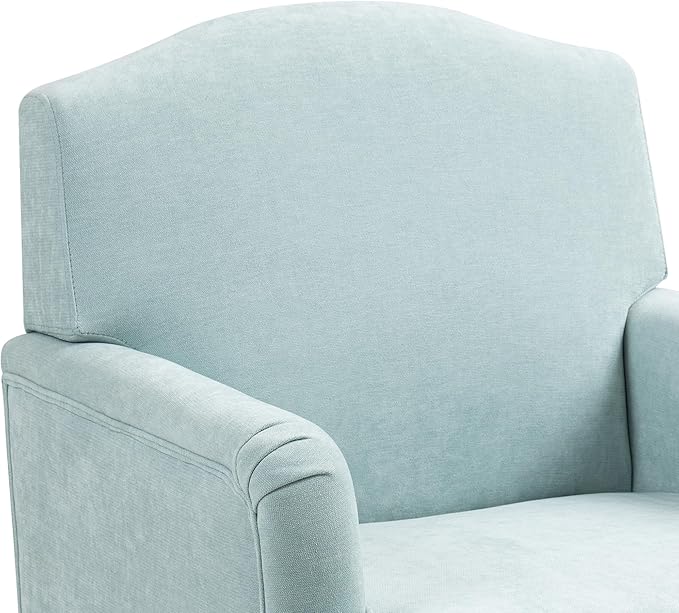 KEIKI Modern Accent Chair for Living Room and Bedroom,Upholstered Fabric Club Chair with Nailhead Trim, Solid Wood Frame, Retro Wooden Legs, Single Sofa Chair for Lounge and Reading