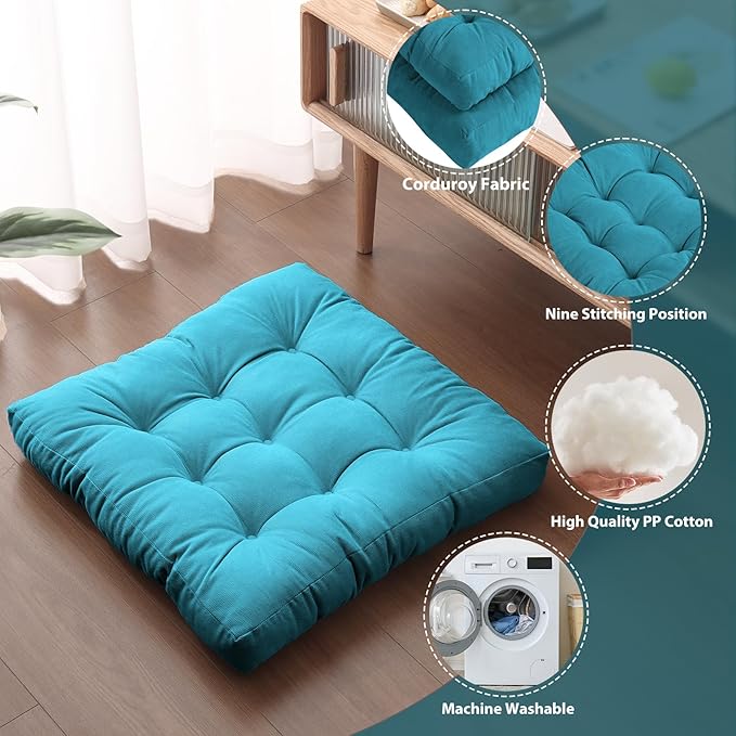 Tiita Outdoor Cushions Square Floor Pillow Thicken Tufted Seat Pad Large Floor Cushion for Yoga Meditation Living Room