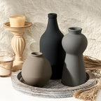 Ceramic Vase Set of 3, Nordic Minimalist Multicolor Vases Home Decor, Rustic Farmhouse Decor Pottery Vases for Bouquet Pampas Grass Dried Fresh Flowers, Living Room, Kitchen, Bedroom, Entryway Mantel