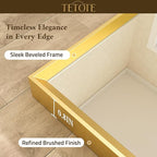 TETOTE Brushed Gold Frame Mirror for Bathroom Wall 42" x 36" Brushed Brass Beveled Rectangle Bathroom Vanity Mirror for Over Sink, Bedroom, Entryway, Living Room, Tempered Glass, Stronger Frame