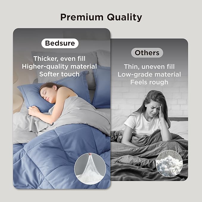 Bedsure Twin Comforter Set - 5 Pieces Reversible Infinity Blue Bedding, Twin Size Bed Set for All Seasons, Bed in a Bag with Down Alternative Comforter, Sheets, Pillowcase & Sham
