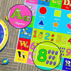 Kids Alphabet Play Game Rug - 10'x14' ABC Numbers and Shapes Educational Learning Toddler Carpet - Kids Room Playroom Classroom Kindergarten Activity Fun Soft Non-Slip Mat