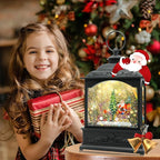 Christmas Snow Globe Lantern with Music & Timer, Santa LED Glitter Lantern, Battery Operated Christmas Globe Decoration, Fall Holiday Decor for Home