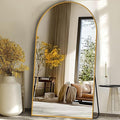 Full Length Mirror, 88"x44" Floor Mirror Freestanding, Oversized Floor Standing Mirror Full Body Mirrors with Stand for Bedroom, Hanging Mounted Mirrors for Living Room, Gold, Arched