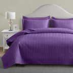 Maple&Stone Quilt Set Twin Size, Purple Lightweight Bedspread Ultrasonic Chevron Pattern Light Coverlet for All Season Comforter Bedding Decor - 2 Piece Twin Bed Cover Sets