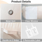 Comforter Storage Bag - Large Capacity Blanket Storage Bags 3-Layer Ultra Space Saving Self Compression Organizer, Washable Compression Bags for Storage Comforter Blanket, 2-Pack, Beige