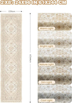 Runner Rug 2x8 Runners for Hallways Non Slip Washable, Vintage Hallway Runner Rugs for Living Room, Low Pile Soft Hallway Rug for Kitchen Bedroom Laundry Room(Cream/Beige,2'x8')