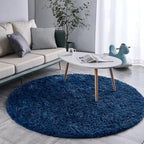 FJZFING Navy Blue Round Rug Ultra-Soft Plush Modern 7x7 Circle Area Rug for Kid's Bedroom, Fluffy Shag Circular Rug for Nursery Room, Non-Slip Home Decor Cute Navy Blue Carpet for Teen's Room