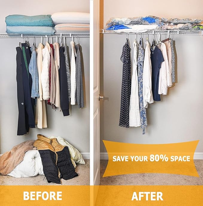 Vacuum Storage Bags 8 Large(31.49"x23.62"), Plastic Packaging Bags,Space Saver Sealer Bags, Airtight Compression Bags for Clothes, Pillows, Comforters, Blankets, Bedding
